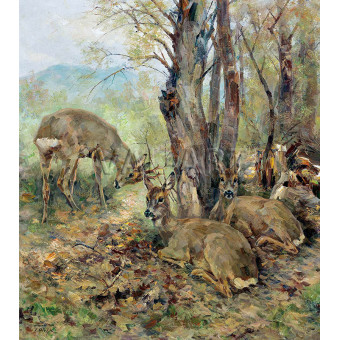 РЕПРОДУКЦИИ НА КАРТИНИ Млад елен на края на гората (1950)